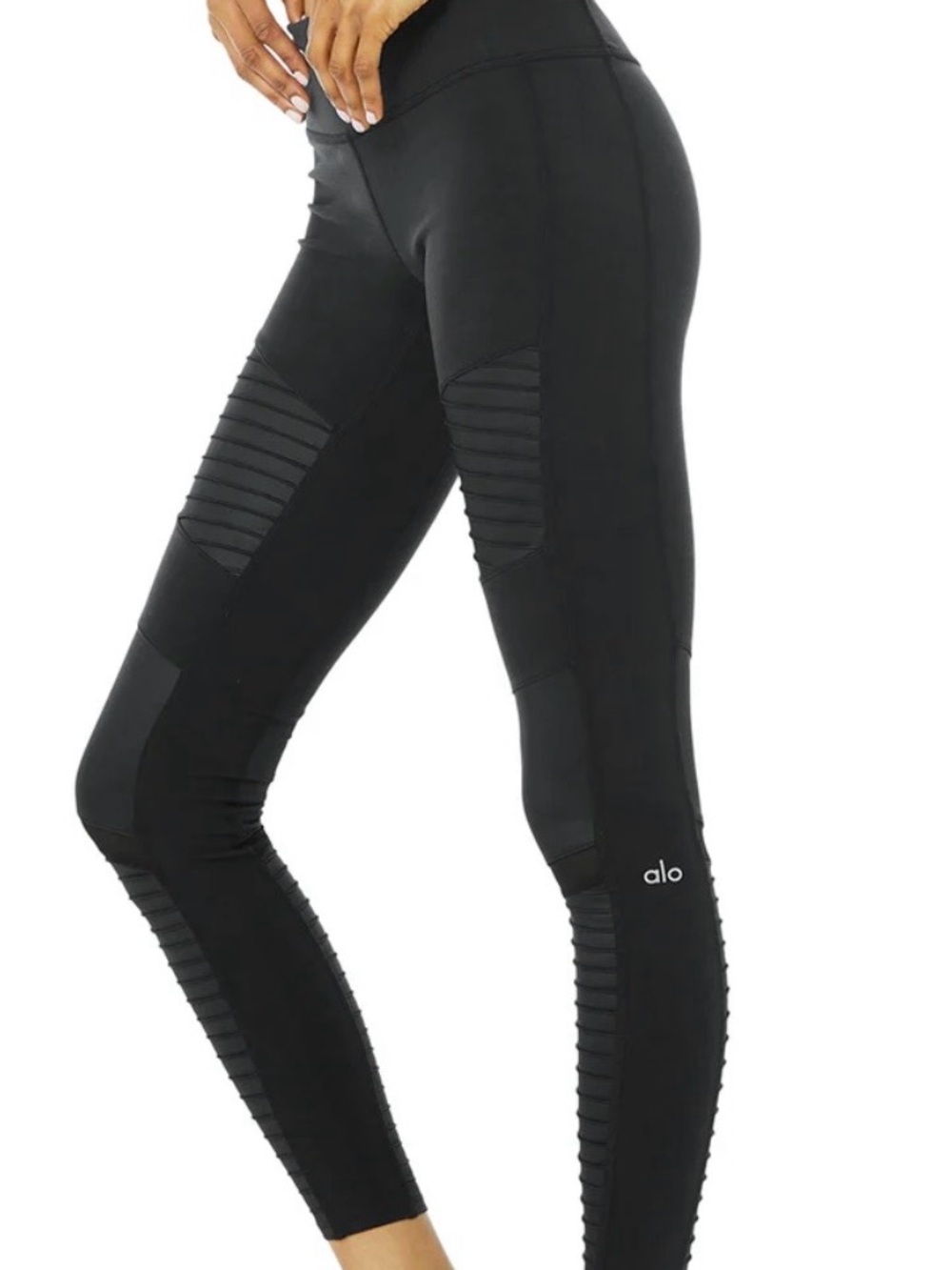 Alo dark grey High-Waist Moto-Detail Leggings